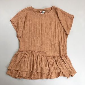 FREE PEOPLE Beach Marni Asymmetrical Ruffle Tunic Small Mini Dress Lovely Leo